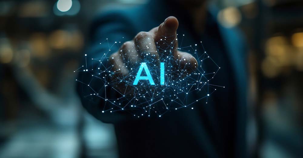 Pódcast: Claves para mejorar la confianza en la inteligencia artificial Nube de datos conectados con las siglas IA encima