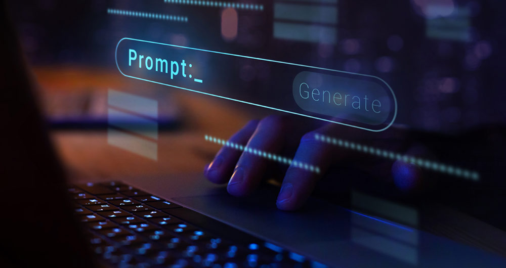 ¿Es tan importante el prompting? Otras claves y dimensiones de la alfabetización en IA Interfaz futurista de generación de indicaciones basada en IA